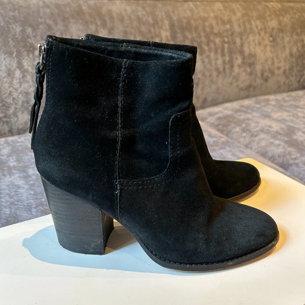 Splendid Black Suede Block Heeled Boots Size 7
